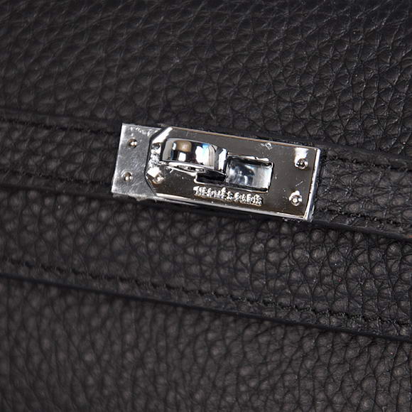 AAA Hermes Kelly 26CM Shoulder Bag Clemence Black 60699 On Sale - Click Image to Close